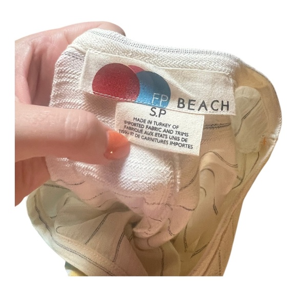 Free People Beach Cream Striped Ruffle Cotton Mini Dress SP - Picture 5 of 5